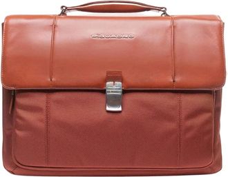 Piquadro Oranje Documentenhouder met Schouderband - Heren - Laptoptassen - Oranje - ONE Size - Leer - Tassen