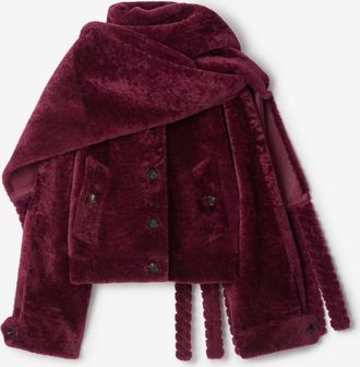 Burberry Detachable Scarf Shearling Jacket