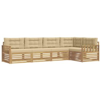 vidaXL Conjunto De Sof&aacute;s De Exterior Con Coj&iacute;n 6 Pcs Y Beige Poli&eacute;ster Vidaxl