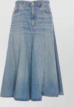 Haikure denim flared midi a-line skirt