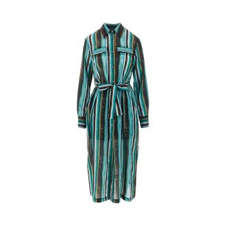 Pinko Printed muslin midi shirt dress Woman 40