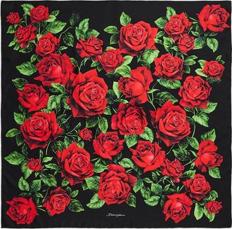 Dolce & Gabbana Rose-Print Silk Twill Scarf