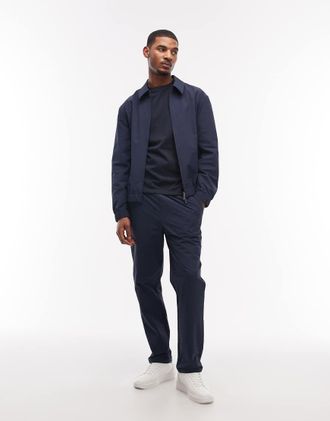Asos motionMAX - Giacca harrington blu navy elasticizzata in quattro direzioni