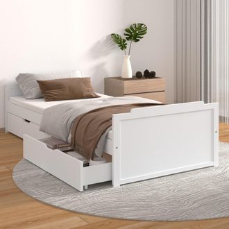 Berkfield Home Bed Frame with Drawers White Solid Wood Pine 90x200 cm