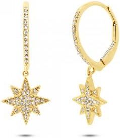 Allurez 0.17ct 14k Yellow Gold Diamond Star Earrings