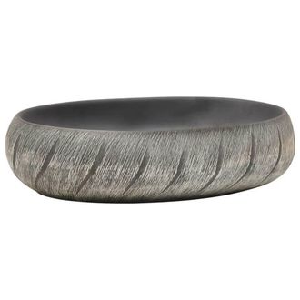Berkfield Home Countertop Basin Black & Grey Oval 59x40x15 cm Ceramic | Size: 59 x 40 x 15 cm