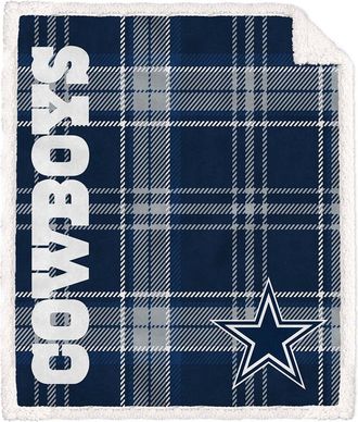 Pegasus Sports Dallas Cowboys Nfl Team Classic Plaid Sherpa Throw