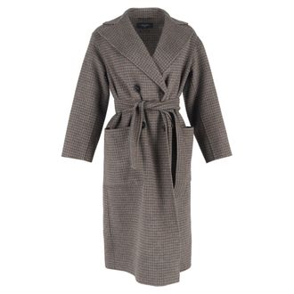 Max Mara Orense Plaid Double-Breasted Coat in Brown Wool