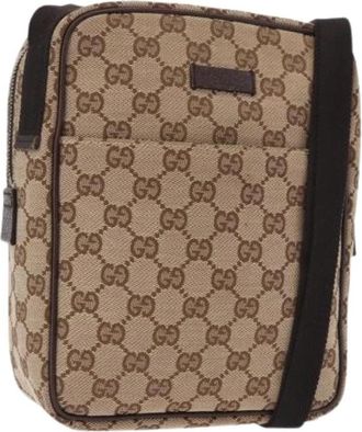 Gucci Pre-owned Vintage GG Canvas Shoulder Bag - Dames - Vintage Schoudertas - Beige - ONE Size - Leer - Vintage