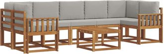 vidaXL Conjunto De Sof&aacute;s De Exterior 8 Uds. Gris Natural Y Claro Vidaxl