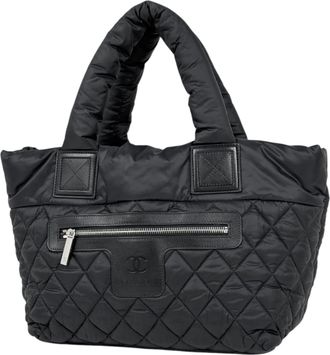 Chanel Black Nylon Leather Tote Bag (Pre-Owned)