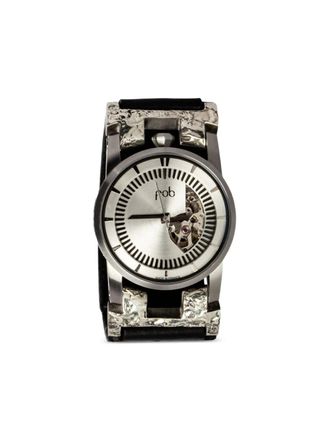 Parts Of Four P4-FOB 2721 41mm - unisex - Buffalo Leather/10K White Gold/Sterling Silver - M - Black