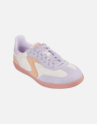 Skechers Womens Skechers Hotshot For The Win Leather Womens Natural/Multi Standard Trainers - Cream - Size: 6