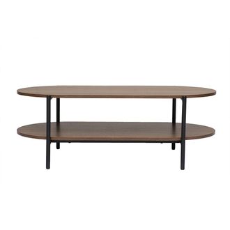 Miliboo Mesa De Centro Ovalada Con Acabado De Madera Oscura De Nogal Y Metal L115 Cm Bruna
