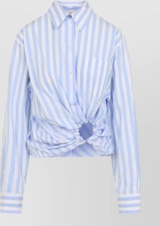Sportmax cropped striped cotton shirt cutout detail