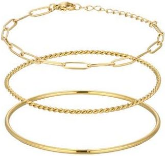 Adornia Set of 3 18K Gold Plated Chain & Bangle Bracelets at Nordstrom Rack