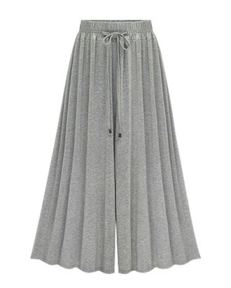 LaoZan Women Plus Szie Wide Leg High Waist Baggy Palazzo Pants/Trousers Grey (Ninth Length) 6XL