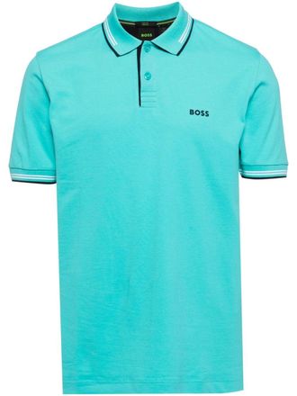BOSS logo-embroidered polo shirt - Green