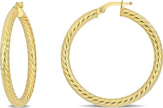Mimi & Max 36 MM Textured Twist Hoop Earrings in 14K Yellow Gold