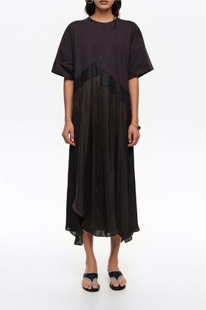 Bimba & Lola Two-Material Asymmetric Dress in Black at Nordstrom, Size Xx-Small Eu