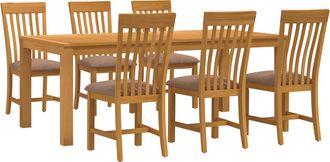 vidaXL Conjunto De Comedor 7 Uds. Gris Madera De Roble S&oacute;lido Vidaxl