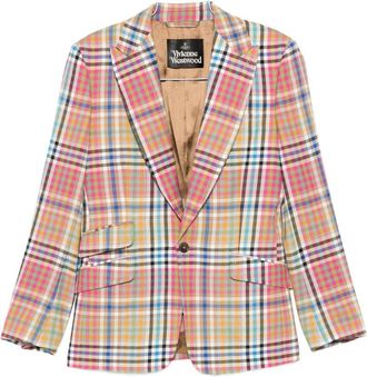 Vivienne Westwood Multicolored Plaid Tailored Blazer With Notched Lapels