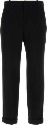Balmain Zwarte wollen broek - Heren - Straight fit broeken - Zwart - L - Wol - Broeken