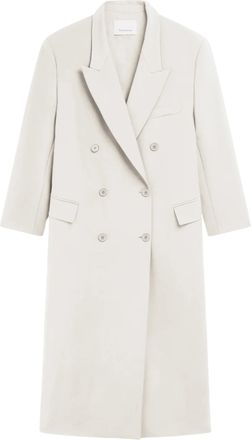 Frankie Shop Long Viscose Coat With Structured Silhouette And Lapel Collar