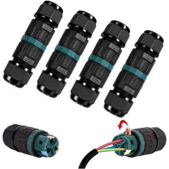 OEM Confezione Da 4 Connettori Elettrici Impermeabili Ip68 - Connettore A 3 Pin Per Cavi Di Diametro 5-12 Mm, Scatola Di Derivazione Per Esterni Per Giard
