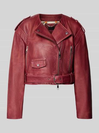 Boss Orange by Hugo Boss BOSS Orange Regular Fit Lederjacke aus echtem B&uuml;ffelleder Modell SADORA in Bordeaux, Gr&ouml;&szlig;e 42