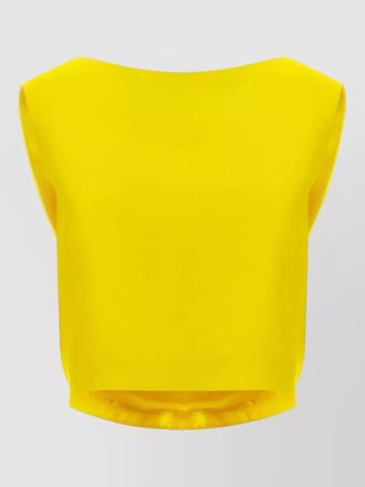 Balenciaga silk wool draped sleeveless cropped blouse