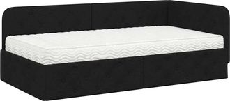 vidaXL Estructura De Cama En Esquina Negro 90 X 190 Cm Tela Vidaxl