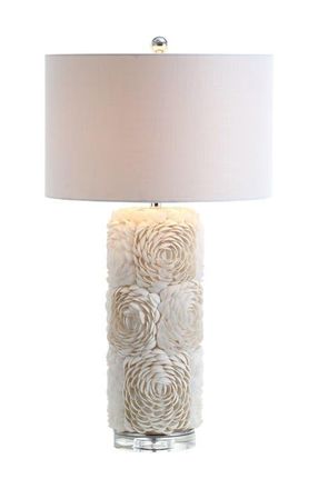 Jonathan Y Designs Rosette 28.5 Seashell/Resin/Crystal LED Table Lamp, Cream at Nordstrom