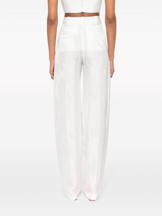 The Attico Logo Jacquard Satin Trousers - White