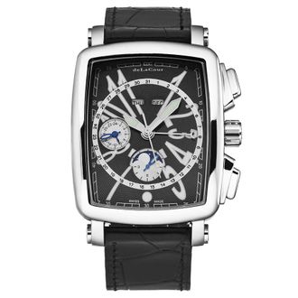 deLaCour Pre-owned deLaCour Vialarga GMT Chronograph Black Dial Mens Watch WAST1026-BLK