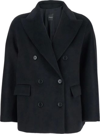 Plaîn Plain, Jassen, Dames, Zwart, XS, Wol, Double-breasted jas met puntrevers in wol