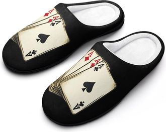 Generic Playing Cards-Aces Womens Slippers Warm House Slippers Indoor House Shoes with Anti-Skid Rubber Sole