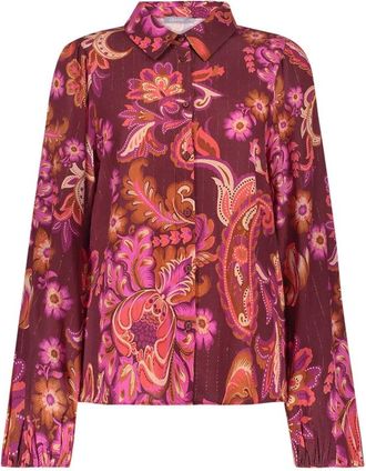 Geisha Paisley Print Blouse - Dames - Blouses & Shirts - Roze - Maat: L Viscose