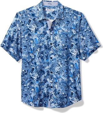 Tommy Bahama Island Mixer Silk Camp Shirt in Mountain Bluebell at Nordstrom, Size Small