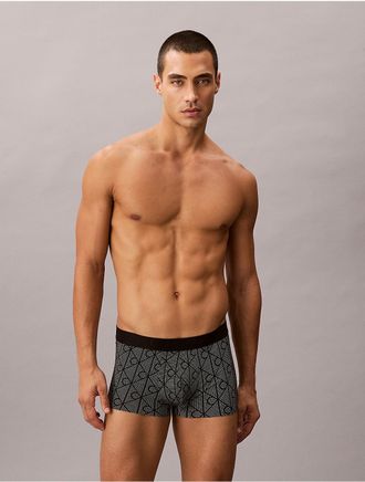 Calvin Klein Mens CK Black Print Low Rise Trunk - Black - XL