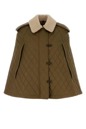 Burberry Olive Quilted Shirt Collar Jacket