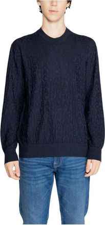 A|X Armani Exchange Truien & Vesten, Heren, Blauw, S, Blauwe Crewneck Logo Sweatshirt