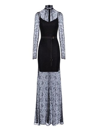 Murmur Mist lace long-sleeve maxi dress - Black