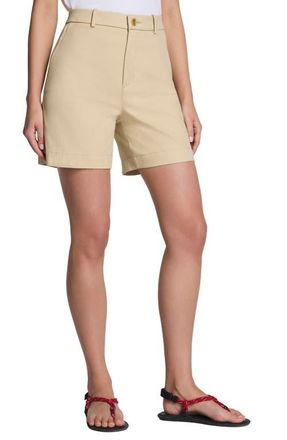 Spanx SPANXsupersmooth High Waist Stretch Twill Shorts in Sandbar at Nordstrom, Size X-Small