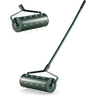 Costway Costway - Arieggiatore Manuale 44/53 cm, Strumento con Rullo per Aerare Prato e Manico Rimovibile e Punte per lAllentamento del Terreno, Aerazione