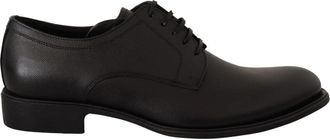 Dolce & Gabbana Elegante Zwarte Leren Derby Schoenen - Heren - Nette schoenen - Zwart - 41 EU - Leer - Schoenen