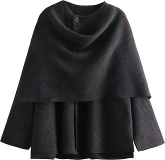 Generic Temperament and casual autumn new asymmetrical scarf short loose knitted coat-picture color-M