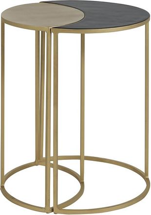 Miliboo Miliboo - Mesa Auxiliar De Metal Lacado Negro Y Dorado Toscane