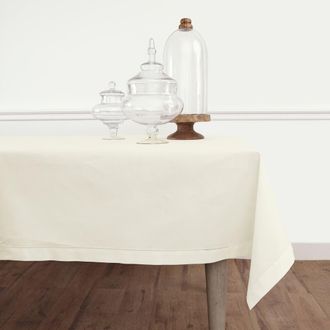 Solino Home Cotton Linen Hemstitch Tablecloth for Dining Table, Holiday and Everyday Table Decor in Ivory at Nordstrom, Size Xx-Small