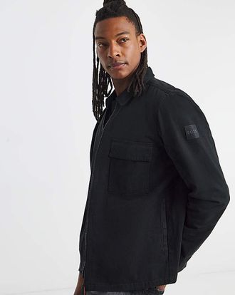 HUGO BOSS Zip Through Overshirt - Black